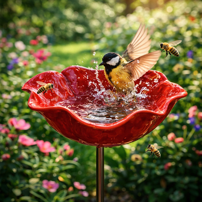 MiaHome™ 🎁Handmade Metal Flower Garden Stake Bird Bath🐦
