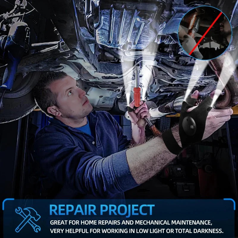 💡 LED Flashlight Gloves | Hands-Free Light for Work & Outdoors
