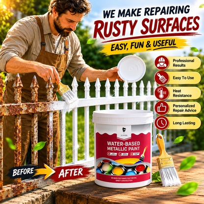 LIMITED TIME 50% OFF⚡MiaHome™ Rust Converter Metallic Paint – One coat stops rust, no sanding, no fumes.Perfect for garden tools & gates. 🔨🛡️
