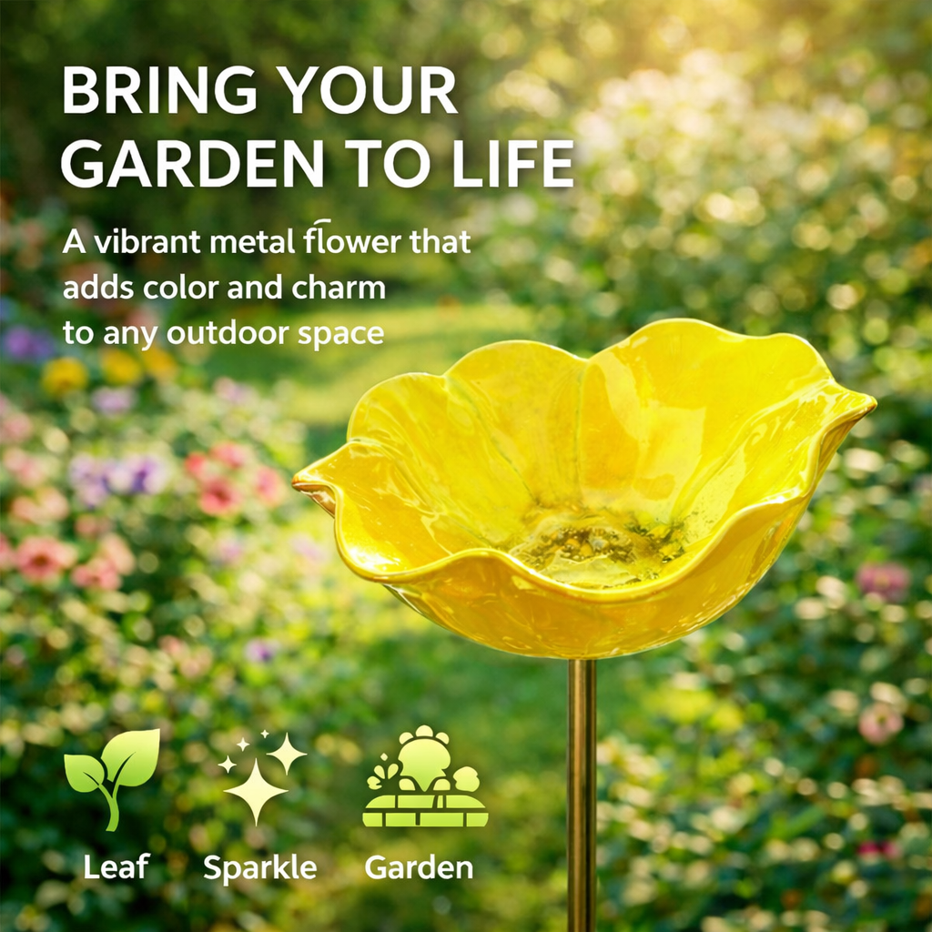 MiaHome™ 🎁Handmade Metal Flower Garden Stake Bird Bath🐦