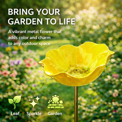 MiaHome™ 🎁Handmade Metal Flower Garden Stake Bird Bath🐦