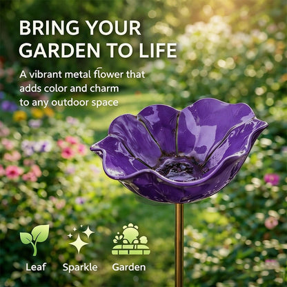 MiaHome™ 🎁Handmade Metal Flower Garden Stake Bird Bath🐦