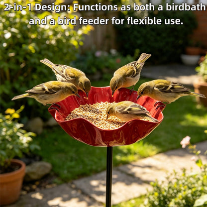MiaHome™ 🎁Handmade Metal Flower Garden Stake Bird Bath🐦