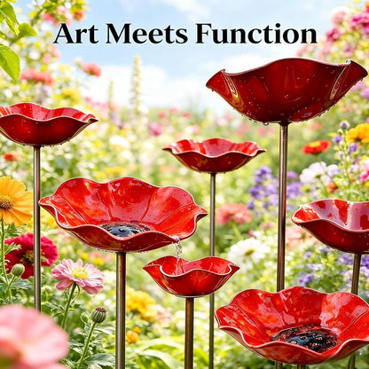 MiaHome™ 🎁Handmade Metal Flower Garden Stake Bird Bath🐦