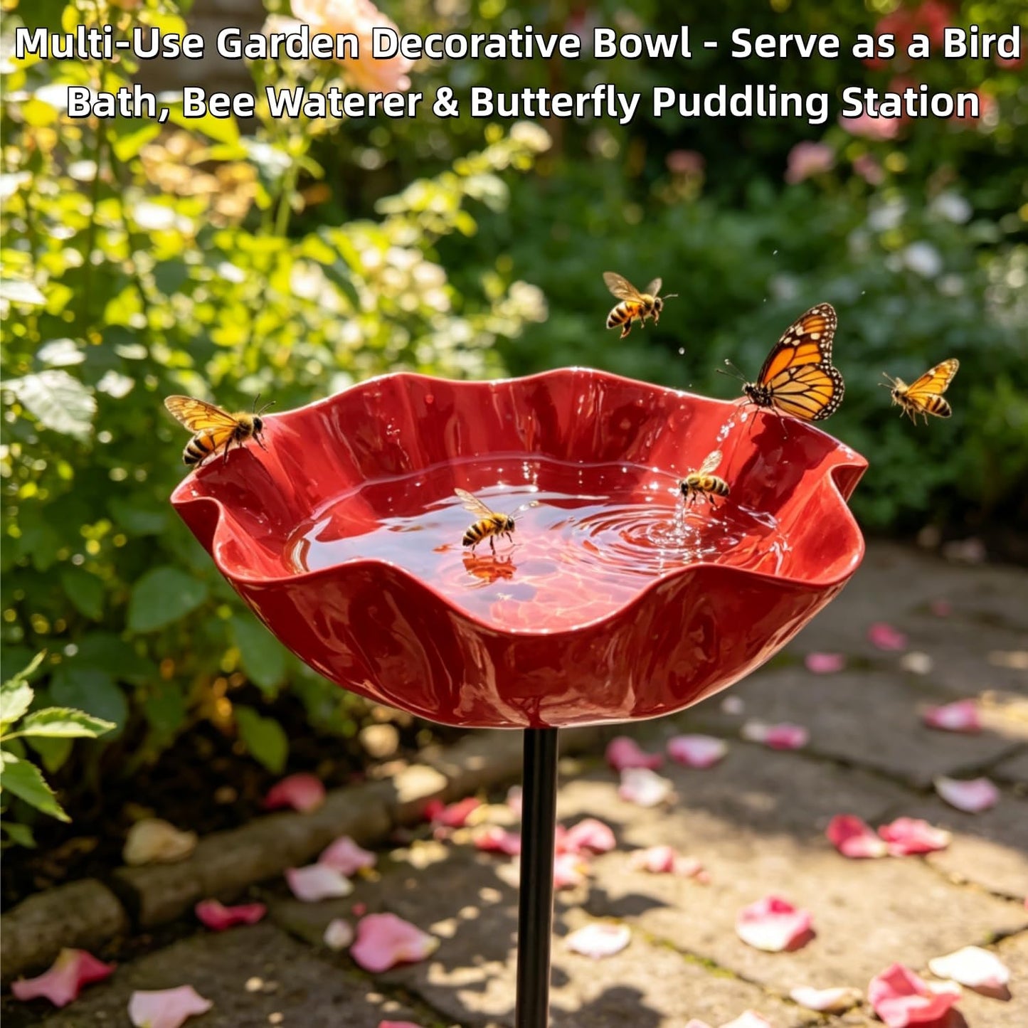 MiaHome™ 🎁Handmade Metal Flower Garden Stake Bird Bath🐦