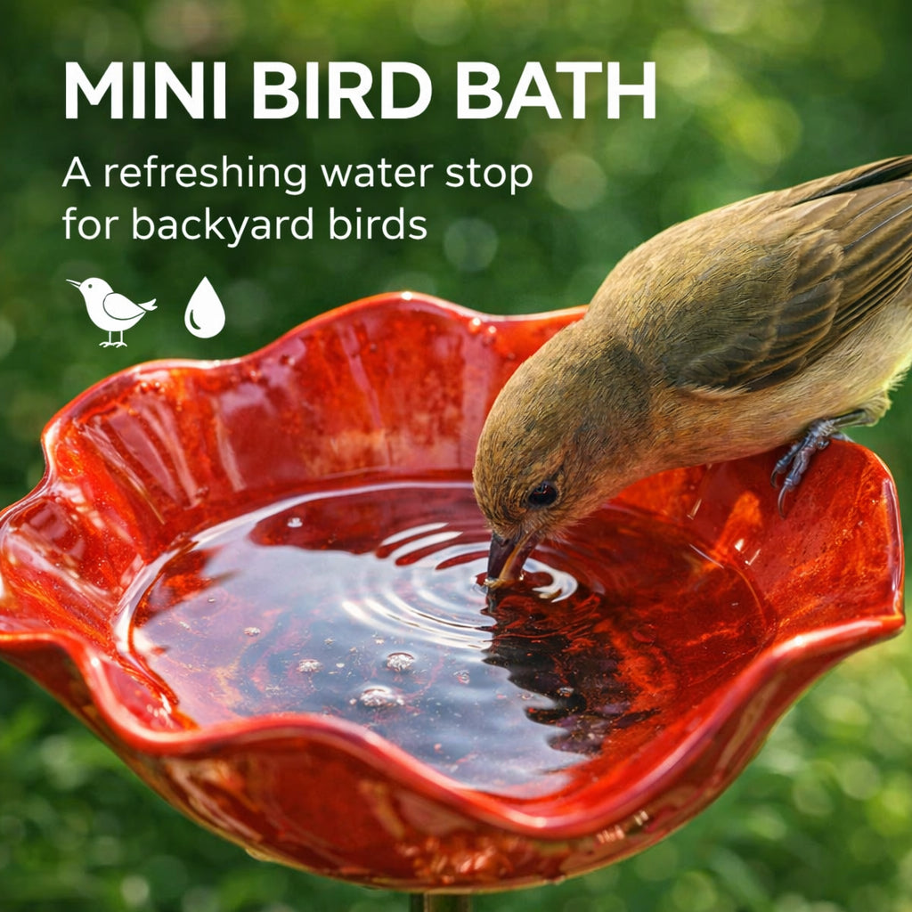 MiaHome™ 🎁Handmade Metal Flower Garden Stake Bird Bath🐦