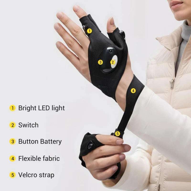 💡 LED Flashlight Gloves | Hands-Free Light for Work & Outdoors