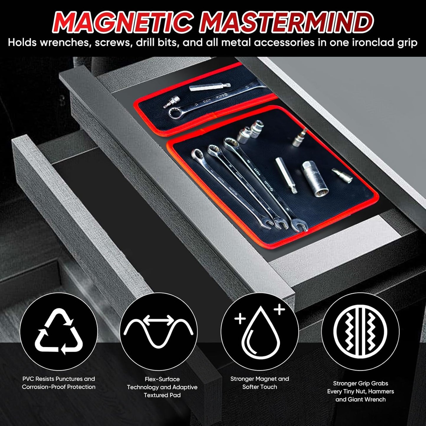 Aovego® Magnetic Tool Tray Mat – Flexible Workshop Organizer for Metal Surfaces (Offer)