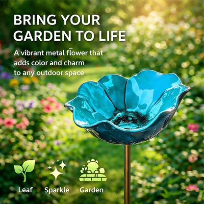 MiaHome™ 🎁Handmade Metal Flower Garden Stake Bird Bath🐦