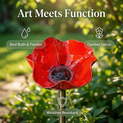MiaHome™ 🎁Handmade Metal Flower Garden Stake Bird Bath🐦