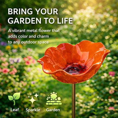 MiaHome™ 🎁Handmade Metal Flower Garden Stake Bird Bath🐦
