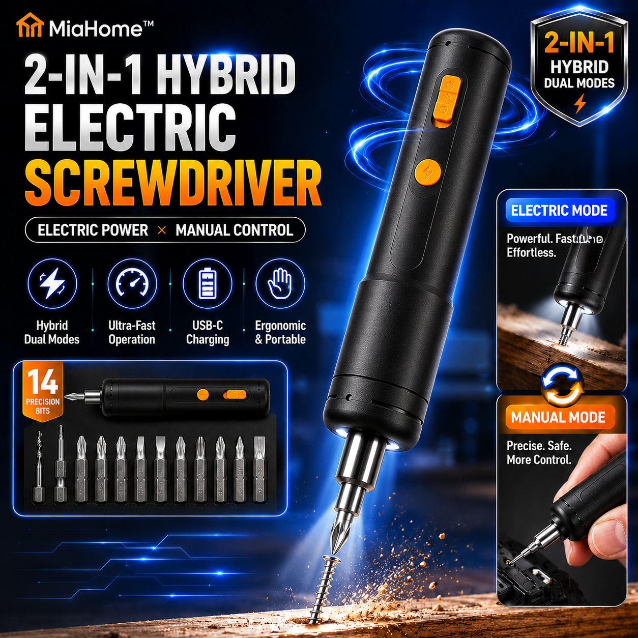 🔩LIMITED TIME 50% OFF⚡MiaHome™ 2-in-1 Hybrid Electric Screwdriver