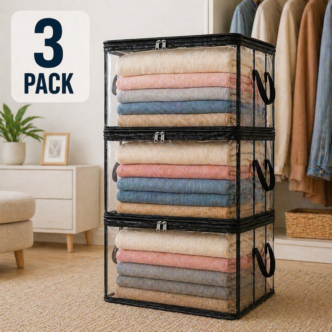 🔥LIMITED TIME 50% OFF📦Large Heavy-Duty Stackable Thick Plastic Clear Storage Bag